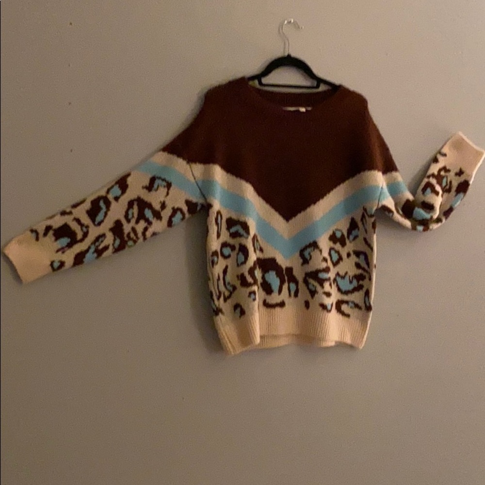 Sweater teal and brown